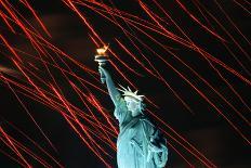 Fireworks Surrounding Statue of Liberty-Joe Polimeni-Photographic Print