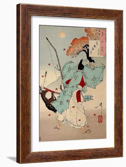 Joganden No Tsuki - Minamoto No Tsunemoto, One Hundred Aspects of the Moon-Yoshitoshi Tsukioka-Framed Giclee Print