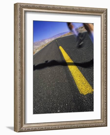 Jogger on Desert Road-Mitch Diamond-Framed Photographic Print