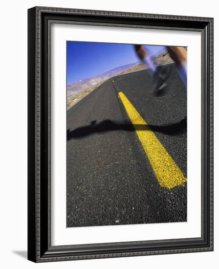 Jogger on Desert Road-Mitch Diamond-Framed Photographic Print