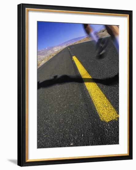 Jogger on Desert Road-Mitch Diamond-Framed Photographic Print