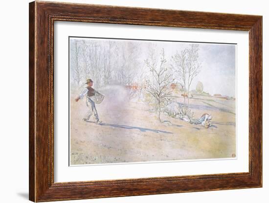 Johan Carried the Oats in a Big Open Bag Fastened by Straps-Carl Larsson-Framed Giclee Print