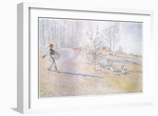 Johan Carried the Oats in a Big Open Bag Fastened by Straps-Carl Larsson-Framed Giclee Print
