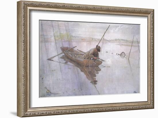 Johan Catching a Fine Pike-Carl Larsson-Framed Giclee Print