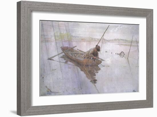 Johan Catching a Fine Pike-Carl Larsson-Framed Giclee Print