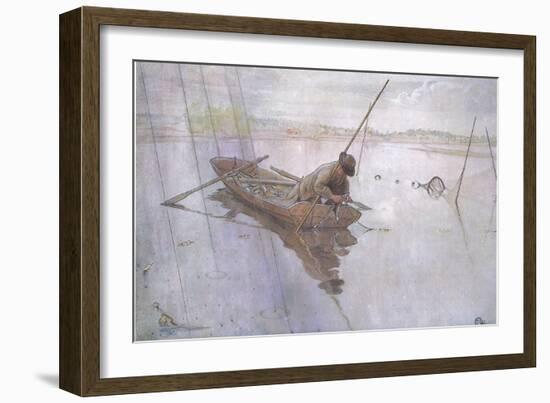 Johan Catching a Fine Pike-Carl Larsson-Framed Giclee Print