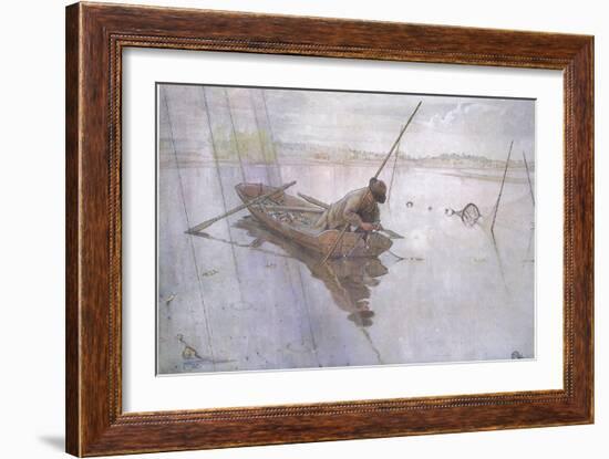 Johan Catching a Fine Pike-Carl Larsson-Framed Giclee Print