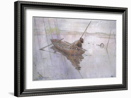 Johan Catching a Fine Pike-Carl Larsson-Framed Giclee Print