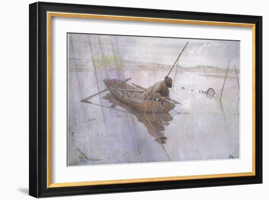 Johan Catching a Fine Pike-Carl Larsson-Framed Giclee Print