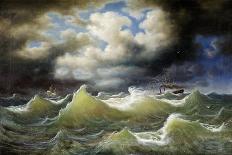 Steamboat on Stormy Water-Johan Knutson-Giclee Print