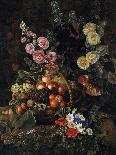 Oranges, Blackberries and a Vase of Flowers on a Ledge. 1834-Johan Laurentz Jensen-Giclee Print