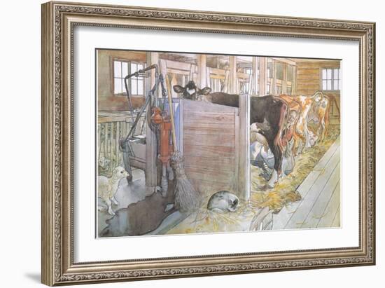 Johana Milking the Cows-Carl Larsson-Framed Giclee Print