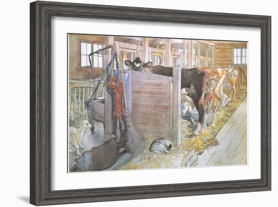 Johana Milking the Cows-Carl Larsson-Framed Giclee Print