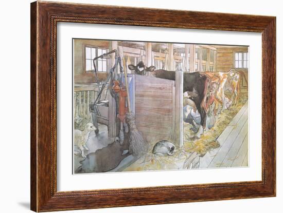 Johana Milking the Cows-Carl Larsson-Framed Giclee Print