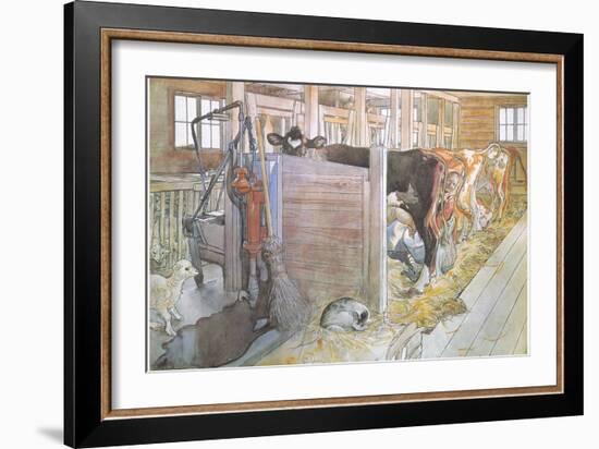 Johana Milking the Cows-Carl Larsson-Framed Giclee Print