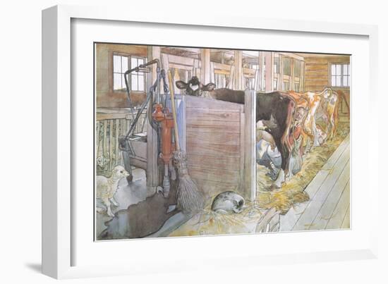 Johana Milking the Cows-Carl Larsson-Framed Giclee Print