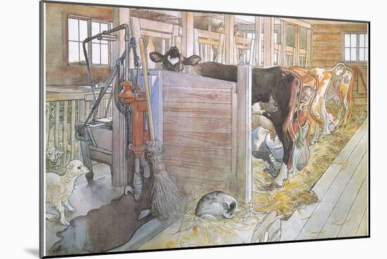Johana Milking the Cows-Carl Larsson-Mounted Giclee Print