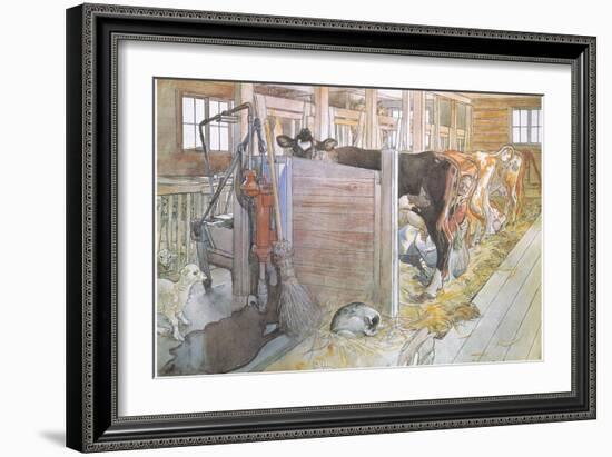 Johana Milking the Cows-Carl Larsson-Framed Giclee Print