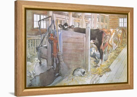 Johana Milking the Cows-Carl Larsson-Framed Premier Image Canvas