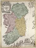 Map of Ireland, Provinces of Ulster, Munster, Connaught and Leinster, by Johann B. Homann, c.1730-Johann Baptista Homann-Giclee Print