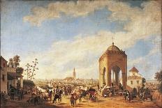 Spain, Seville, Cruz Del Campo, Temple Overlooking City-Johann Christian Fiedler-Framed Giclee Print