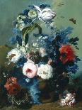 Still Life of Roses and Poppies-Johann Drechsler-Framed Premier Image Canvas