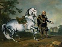 Black Horse Performing the Courbette-Johann Georg de Hamilton-Giclee Print
