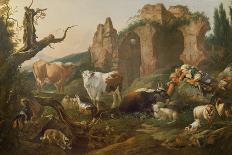 Farm Animals in a Classical Landscape, 1684 (Oil on Canvas)-Johann Heinrich Roos-Giclee Print