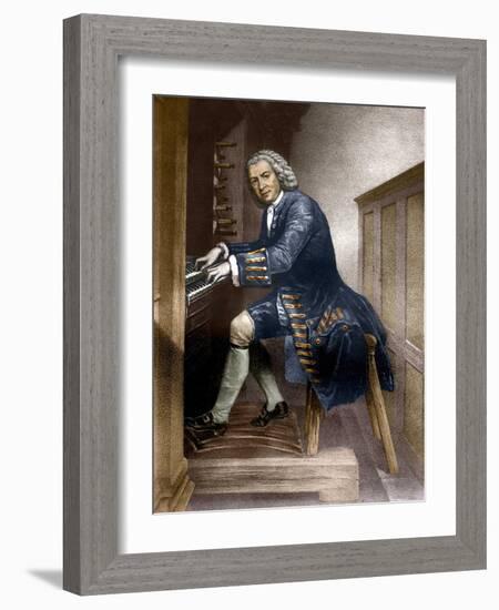 Johann Sebastian Bach playing the Organ, c1881-French School-Framed Giclee Print