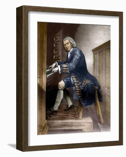 Johann Sebastian Bach playing the Organ, c1881-French School-Framed Giclee Print