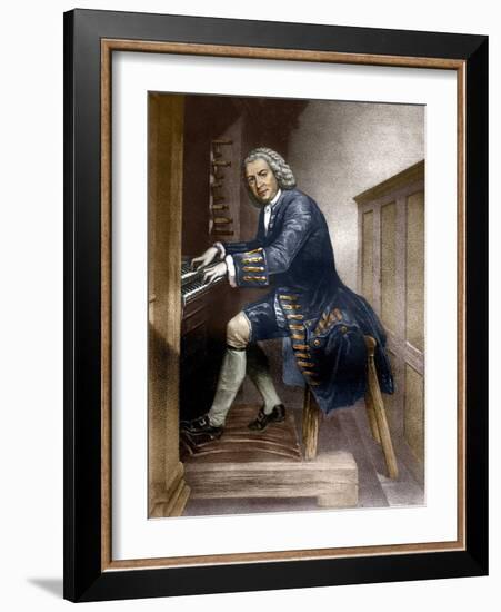 Johann Sebastian Bach playing the Organ, c1881-French School-Framed Giclee Print