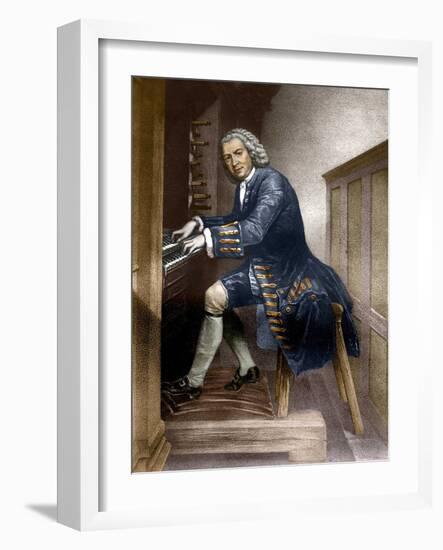 Johann Sebastian Bach playing the Organ, c1881-French School-Framed Giclee Print