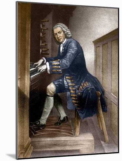 Johann Sebastian Bach playing the Organ, c1881-French School-Mounted Giclee Print