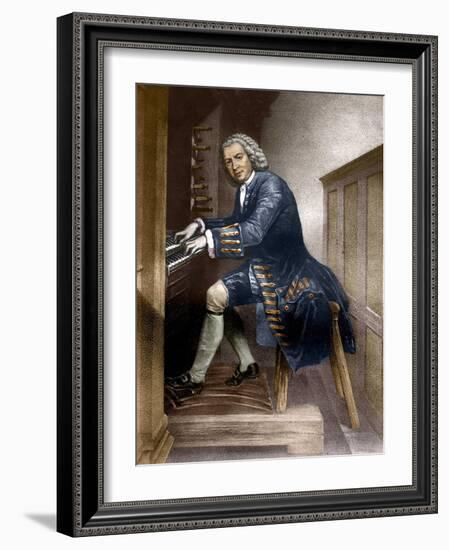 Johann Sebastian Bach playing the Organ, c1881-French School-Framed Giclee Print