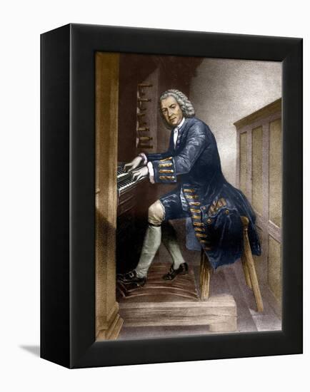 Johann Sebastian Bach playing the Organ, c1881-French School-Framed Premier Image Canvas