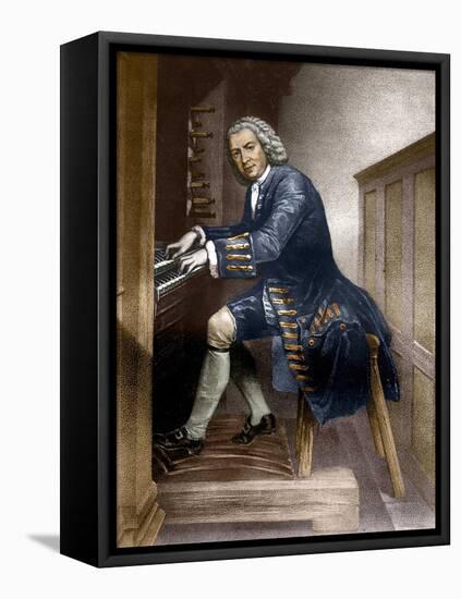 Johann Sebastian Bach playing the Organ, c1881-French School-Framed Premier Image Canvas