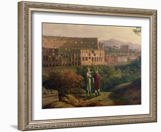 Johann Wolfgang Von Goethe (1749-1832) Visiting the Colosseum in Rome, circa 1790-Jacob-Philippe Hackert-Framed Giclee Print