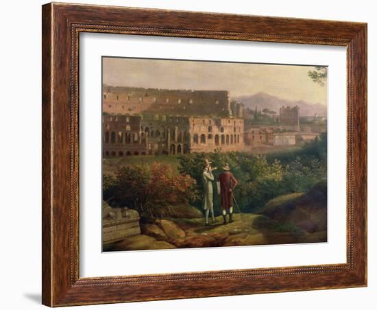 Johann Wolfgang Von Goethe (1749-1832) Visiting the Colosseum in Rome, circa 1790-Jacob-Philippe Hackert-Framed Giclee Print