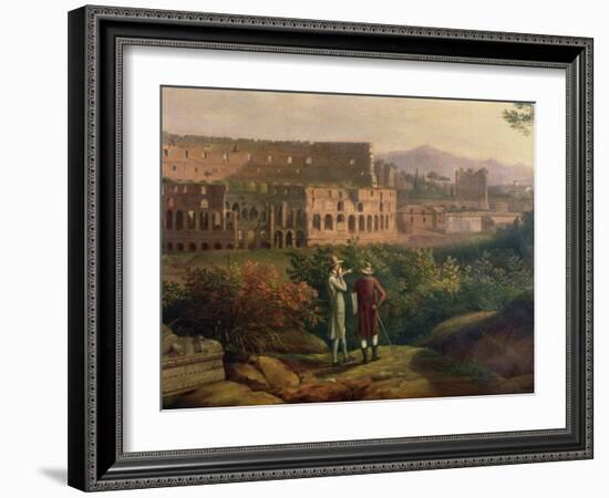 Johann Wolfgang Von Goethe (1749-1832) Visiting the Colosseum in Rome, circa 1790-Jacob-Philippe Hackert-Framed Giclee Print