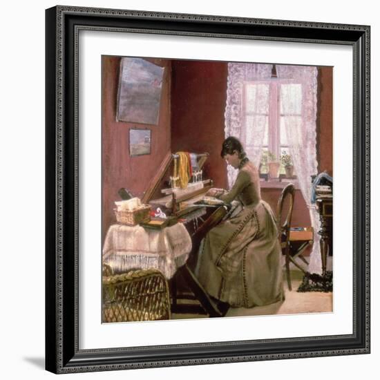 Johanne Wilde, the Artist's Wife, at Her Loom-Laurits Andersen Ring-Framed Giclee Print