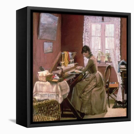 Johanne Wilde, the Artist's Wife, at Her Loom-Laurits Andersen Ring-Framed Premier Image Canvas