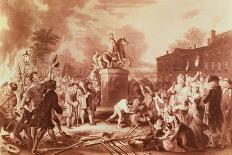 Pulling Down the Statue of George III in the Bowling Green in 1776, Engraved by John C. Mcrae-Johannes Adam Simon Oertel-Mounted Giclee Print