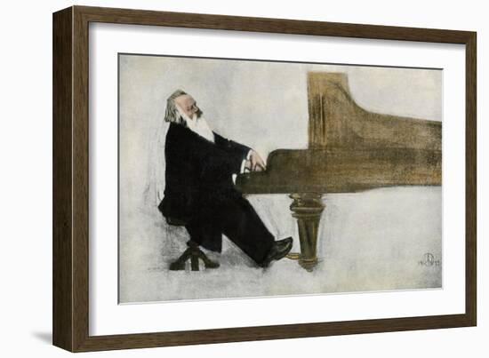 Johannes Brahms at the Piano-null-Framed Premium Giclee Print