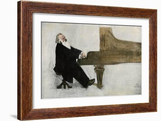 Johannes Brahms at the Piano-null-Framed Premium Giclee Print