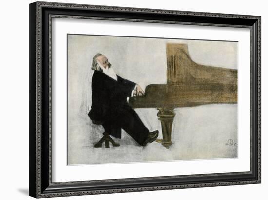 Johannes Brahms at the Piano-null-Framed Premium Giclee Print