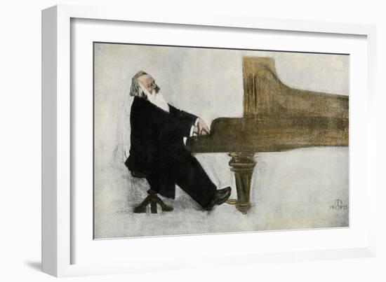 Johannes Brahms at the Piano-null-Framed Giclee Print