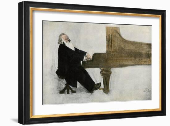 Johannes Brahms at the Piano-null-Framed Giclee Print