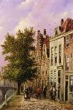 A Canal Scene in Germany (Oil on Wood)-Johannes Franciscus Spohler-Framed Giclee Print