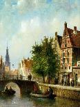 A Canal Scene in Germany (Oil on Wood)-Johannes Franciscus Spohler-Premier Image Canvas