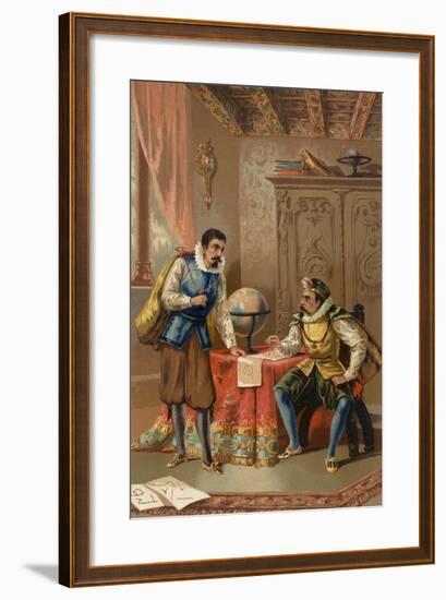 Johannes Kepler and Tycho Brahe at the Prague Observatory, C1600-null-Framed Giclee Print